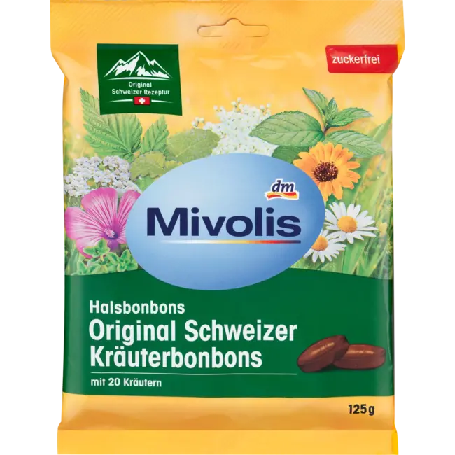 Mivolis Bonbon, Originele Zwitserse Kruiden, Suikervrij 125 g