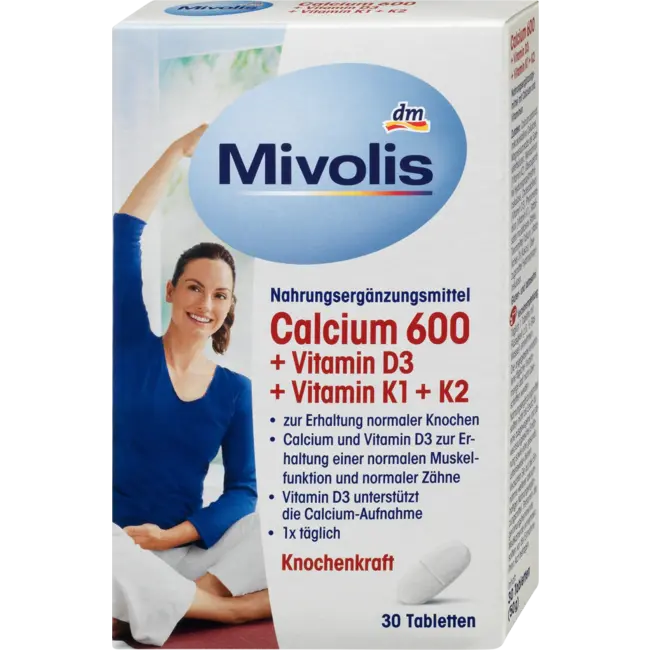 Mivolis Calcium 600 + Vitamine D3 + K1 + K2, 30 St. 50 g