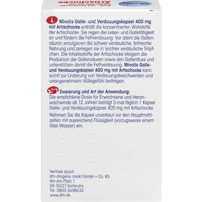 Mivolis Gal- En Spijsverteringscapsule 400 Mg Met Artisjok 60 St