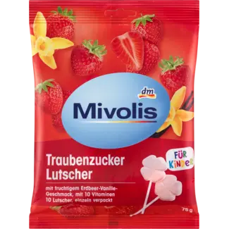 Mivolis Mivolis Druivensuiker, Lolly Aardbei-vanille Voor Kinderen