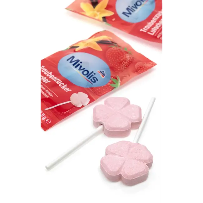 Mivolis Druivensuiker, Lolly Aardbei-vanille Voor Kinderen 75 g