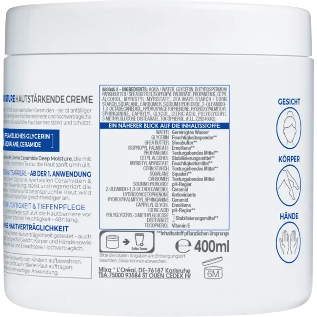 Mixa Verzorgingscrème Ceramide Diepe Vochtigheid 400ml