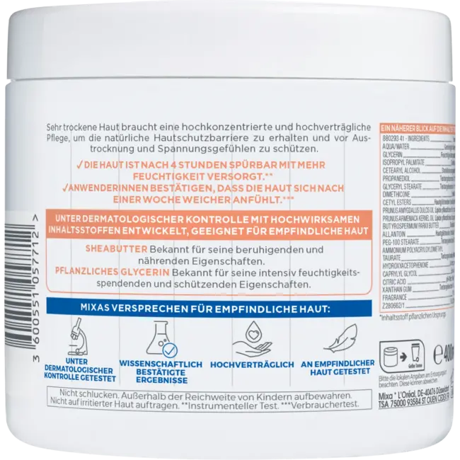 Mixa Verzorgingscrème Shea Intensive 400ml