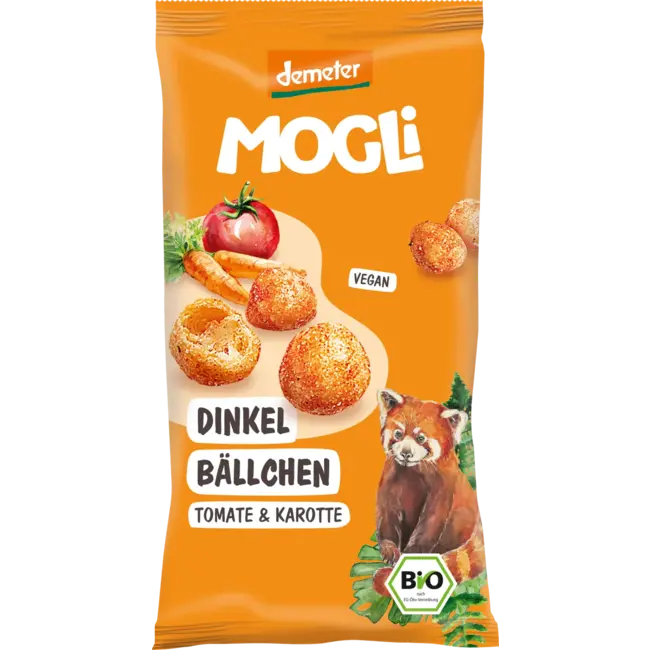 MOGLi Kindersnack Spelt Balletjes Tomaat & Wortel 40g