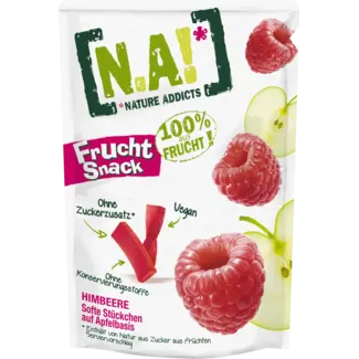 N.A! N.A! Gedroogd Fruit, Vruchtensnack Framboos, Zachte Stukjes Op Basis Van Appel