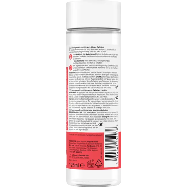 Neutrogena Anti Puistjes+ Peeling Liquid Aha+Panthenol 125 ml
