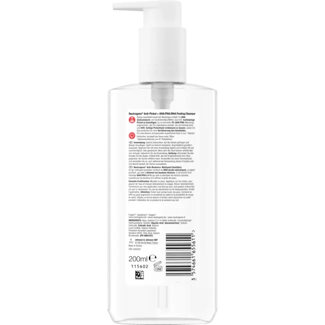 Neutrogena Anti-Puistjes Peeling Cleanser AHA/PHA/BHA 200 ml