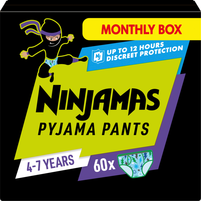 Ninjamas Pyjamapants Voor Jongens 4-7 Jaar, Maandbox 60 St