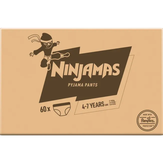 Ninjamas Pyjamapants Voor Jongens 4-7 Jaar, Maandbox 60 St