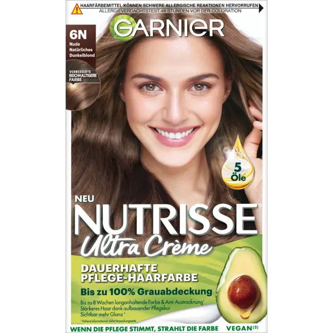 Garnier Nutrisse Haarverf 6N Nude Natuurlijk Donkerblond 1 St