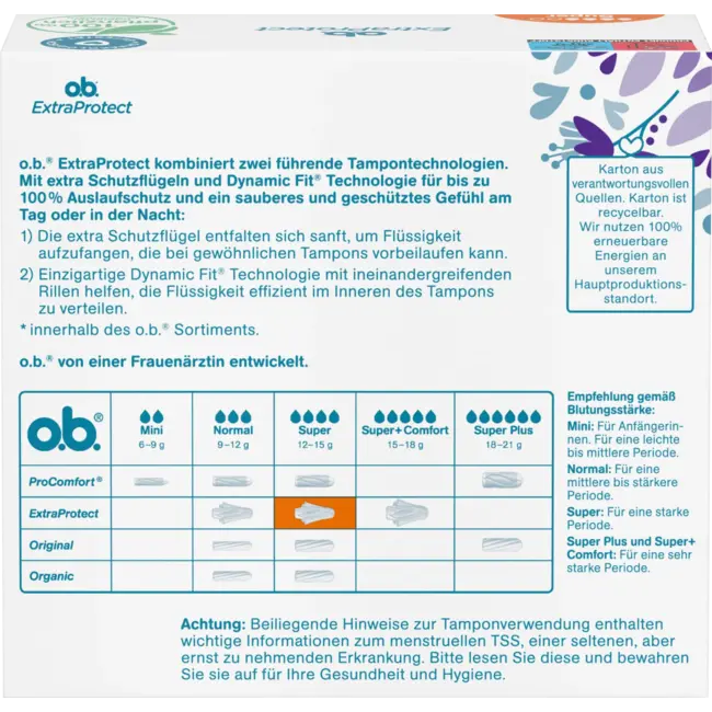 o.b. Tampons Extra Protect Dag+nacht Super 42 St