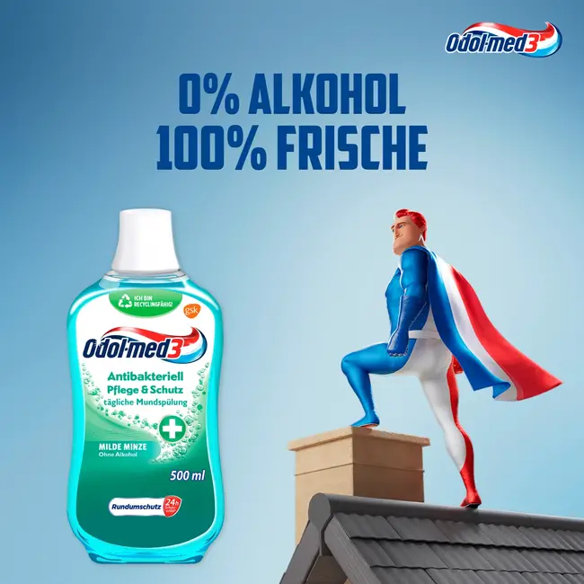 Odol med 3 Mondspoeling Antibacterieel Verzorging & Bescherming 500 ml