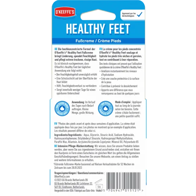 O'Keeffe's Voetencreme Intensive Care, Gezonde Voeten 91 g