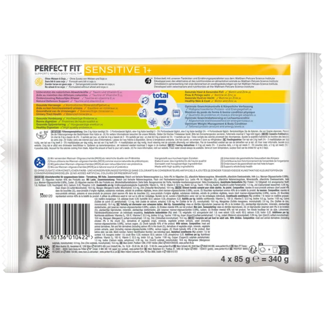 PERFECT FIT Natvoer Kat Sensitive Met Kip & Zalm, Multipack (4x85 G) 340 g