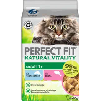 PERFECT FIT PERFECT FIT Natvoer Kat Met Diepzeevis & Zalm, Natural Vitality, Multipack (6x50 G)