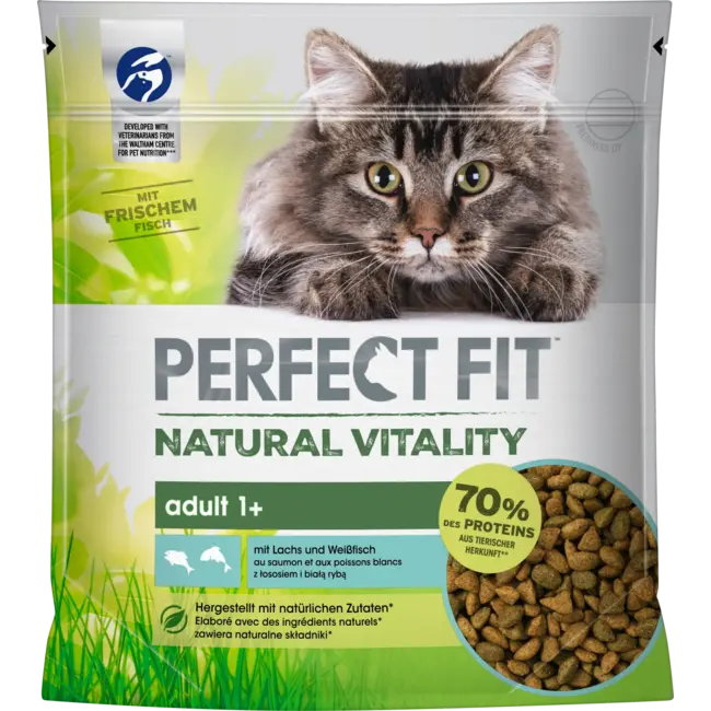 PERFECT FIT Droogvoer Kat Met Zalm & Witvis, Natural Vitality, Adult 650 g