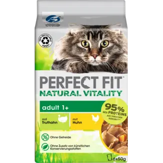 PERFECT FIT PERFECT FIT Natvoer Kat Met Kip & Kalkoen, Natural Vitality, Multipack (6x50 G)