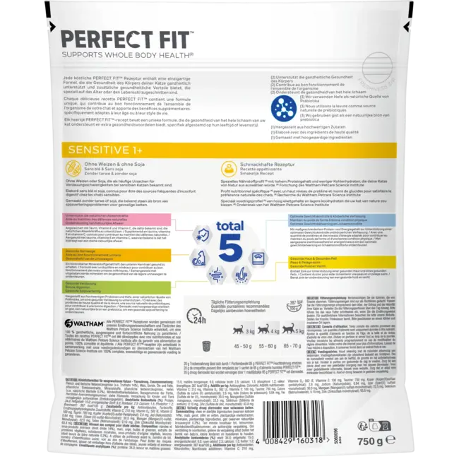 PERFECT FIT Droogvoer Kat Sensitive 1+ Met Kalkoen, Volwassen 750 g