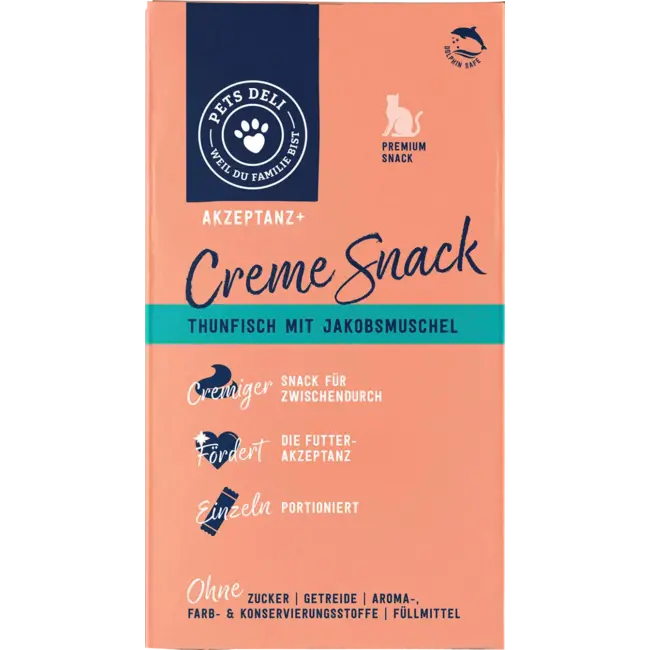 Pets Deli Kattensnoepje Crème Snack Met Tonijn & Coquille (6x15 G) 90 g