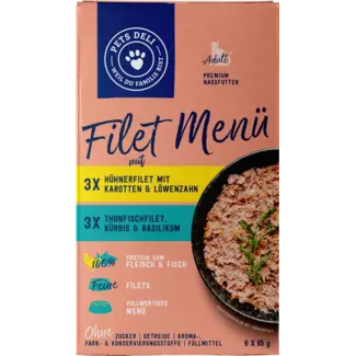 Pets Deli Pets Deli Natvoer Kat Kipfilet & Tonijnfilet, Filet Menu, Multipack (6x85 G)