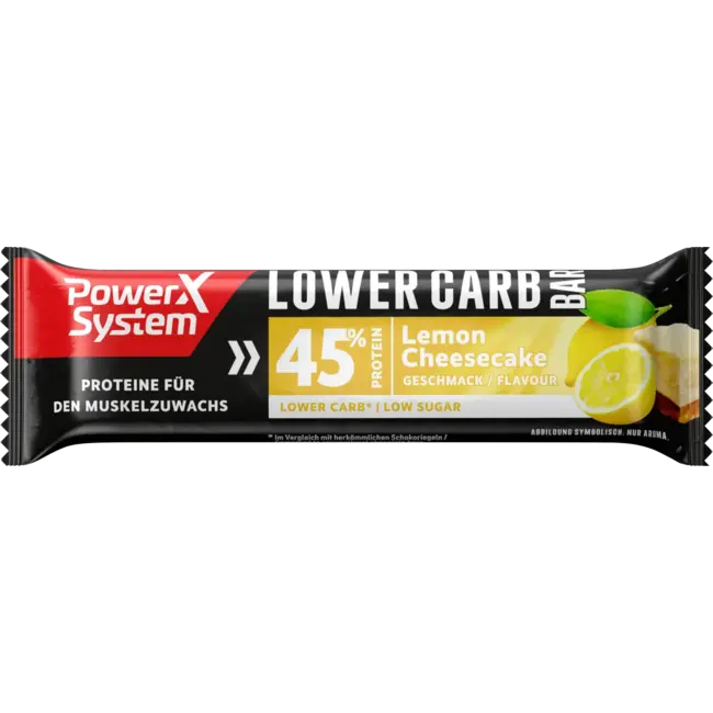 PowerSystem Proteinriegel 45%, Lower Carb Bar, Lemon Cheesecake Geschmack 40 g