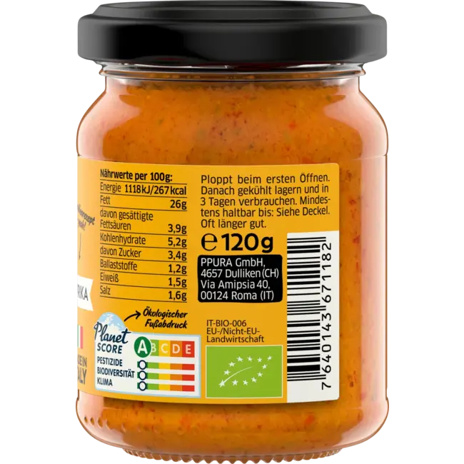 PPURA Pesto, Calabrese Mit Paprika, Veganistisch 120 g