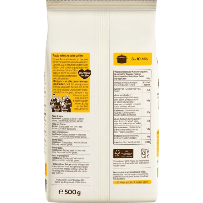 PPURA Noedels, Fusilli Uit Emmer 500 g