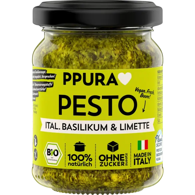 PPURA Pesto, Basilicum Met Limoen & Cashewnoten 120 g
