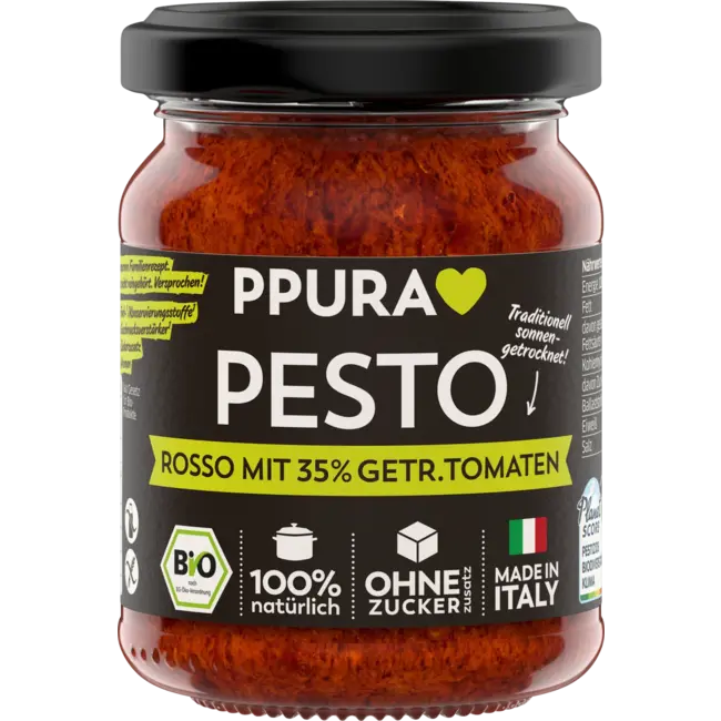 PPURA Pesto, Rosso Met 35% Gedroogde Tomaten 120 g
