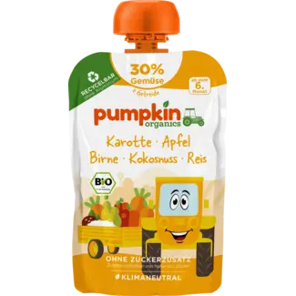 pumpkin organics pumpkin organics Knijpwortel, Appel, Peer, Kokos & Rijst, Vanaf 6 Maanden