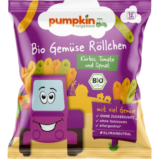 pumpkin organics Kindersnack Groente Rolletjes, Vanaf 1 Jaar 20 g