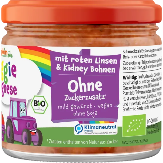 pumpkin organics Saus Veggie Bolognese Vanaf 1 Jaar 250 g