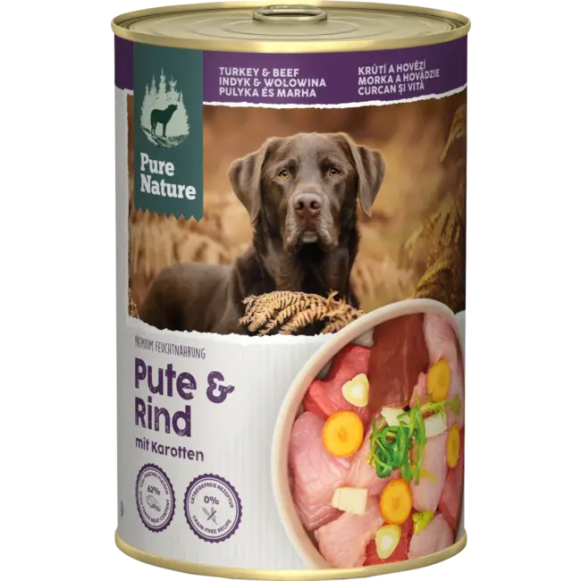 Pure Nature Natvoer Hond Met Kalkoen, Rund & Wortel, Volwassene 400 g
