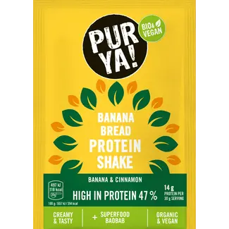 PURYA! PURYA! Proteinpoeder 47% Banana Bread, Banaan & Kaneel Met Baobab