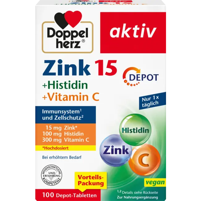 Doppelherz Zink + Histidine + Vitamine C Depot Tabletten 100 St 108 g