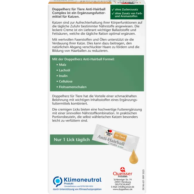 Doppelherz Voedingssupplement Kat, Anti Hairball Complex (25 Stuks) 250 g