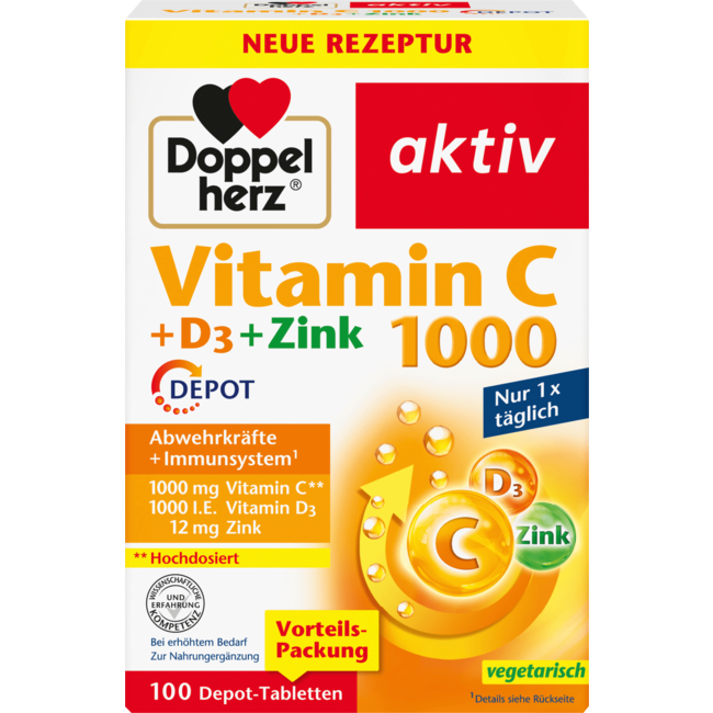 Doppelherz Vitamine C 1000 + D3 + Zink 100 St 143 g