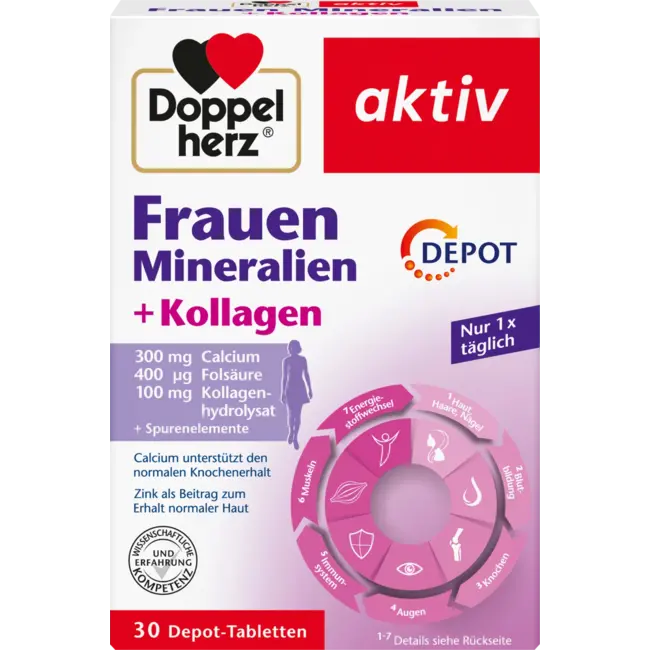 Doppelherz Vrouwen Mineralen + Collageen Tabletten 30 St 51 g