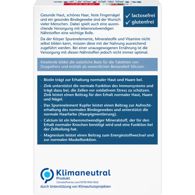 Doppelherz Silica + Biotine + Zink tabletten 40 st. 51.6 g