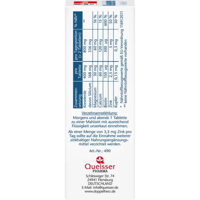 Doppelherz Silica + Biotine + Zink tabletten 40 st. 51.6 g