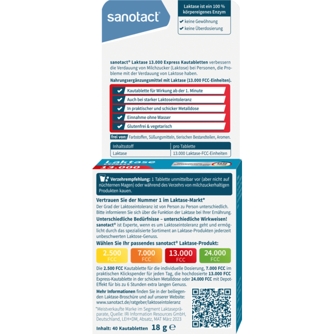 SANOTACT Express Lactase 13.000 Kauwtabletten 40st