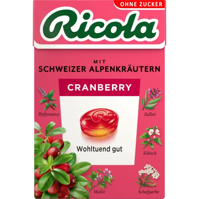 RICOLA Pocketbox Cranberry Kruidenpastilles 50 g