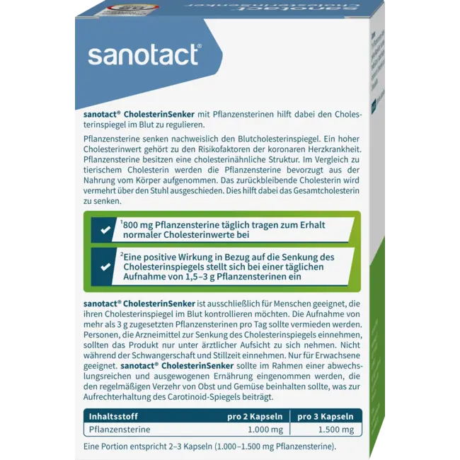 sanotact Cholesterolverlagende Capsules 45 St. 49 g