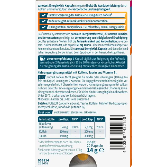 sanotact Energiekick Kapseln 20 St 14 g