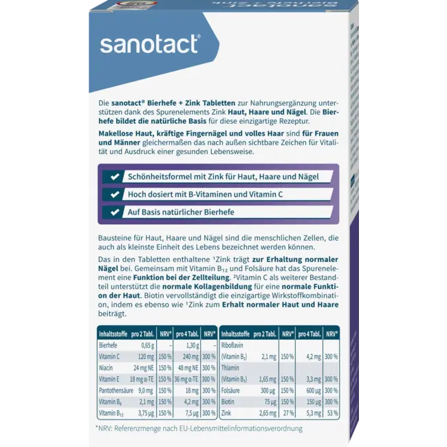 sanotact Biergist + Zink Tabletten 60 St. 30 g