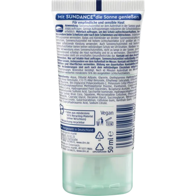 SUNDANCE Zonnemelk Gezicht Sensitief SPF 50+, 50ml 50 ml