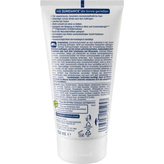 SUNDANCE Zonnebrandcrème Gel, MED Ultra Sensitief, SPF 50+ 150 ml