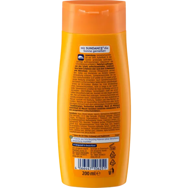 SUNDANCE Zonnemelk SPF 50+, 200ml 200 ml