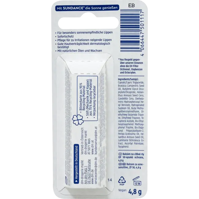 SUNDANCE Lippenverzorging Sensitive SPF 50 4.8 g
