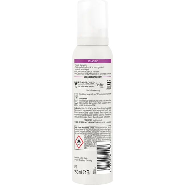 Schwarzkopf taft Schuimversterker Classic, Houvast & Bescherming 150 ml